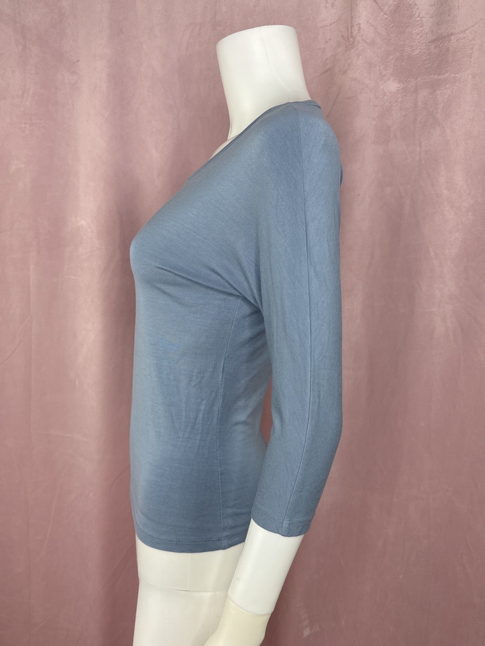 Max Mara Womens Blue Round Neck Jersey Knit Top Size Small Designer Stretch - Picture 2 of 6